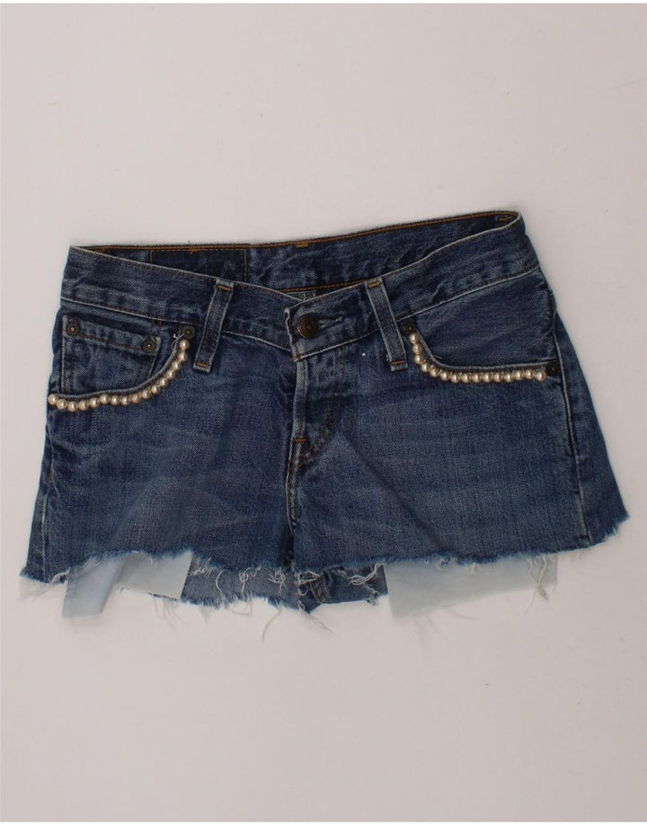 LEVI'S Womens 518 Denim Shorts W27 Small  Blue Floral Vintage Levi's and Second-Hand Levi's from Messina Hembry 