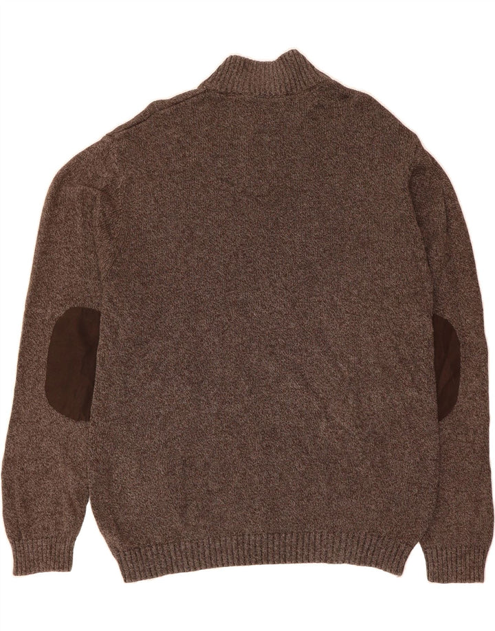 CHAPS Mens Button Neck Jumper Sweater Large Brown Cotton Vintage Chaps and Second-Hand Chaps from Messina Hembry 