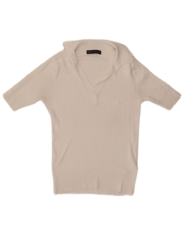 Marks & Spencer Polo Femme UK 10 Petit Viscose Blanc