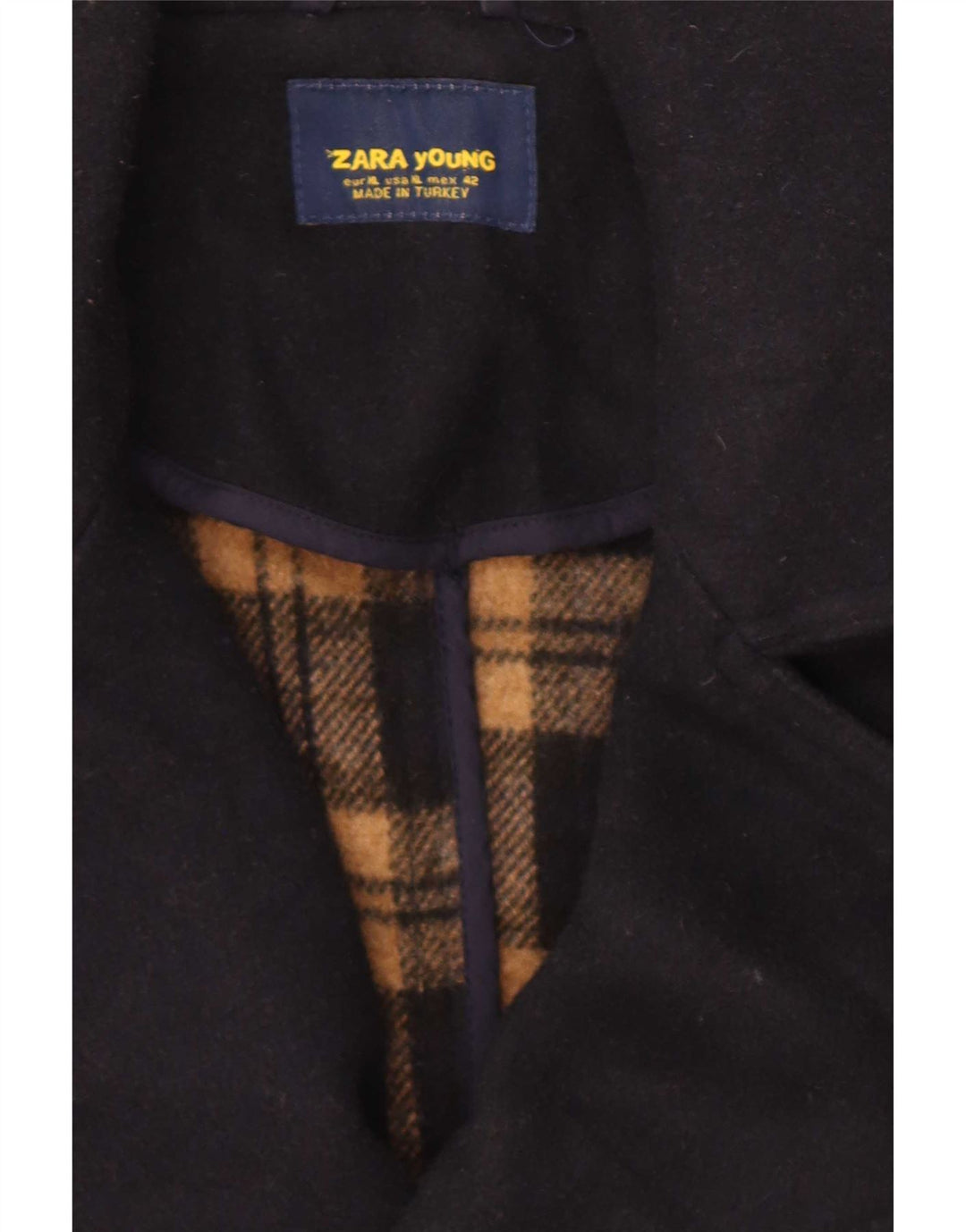 Zara Caban Homme UK 42 XL Bleu Marine Polyester