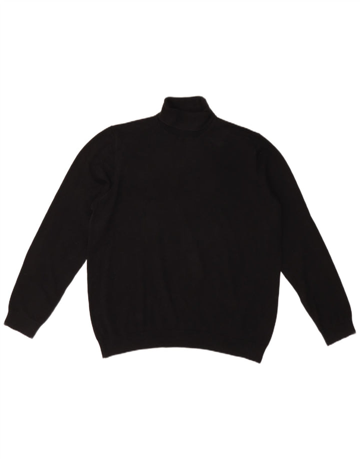 Marks & Spencer Pull à Col Roulé pour Hommes Taille Large Noir Coton