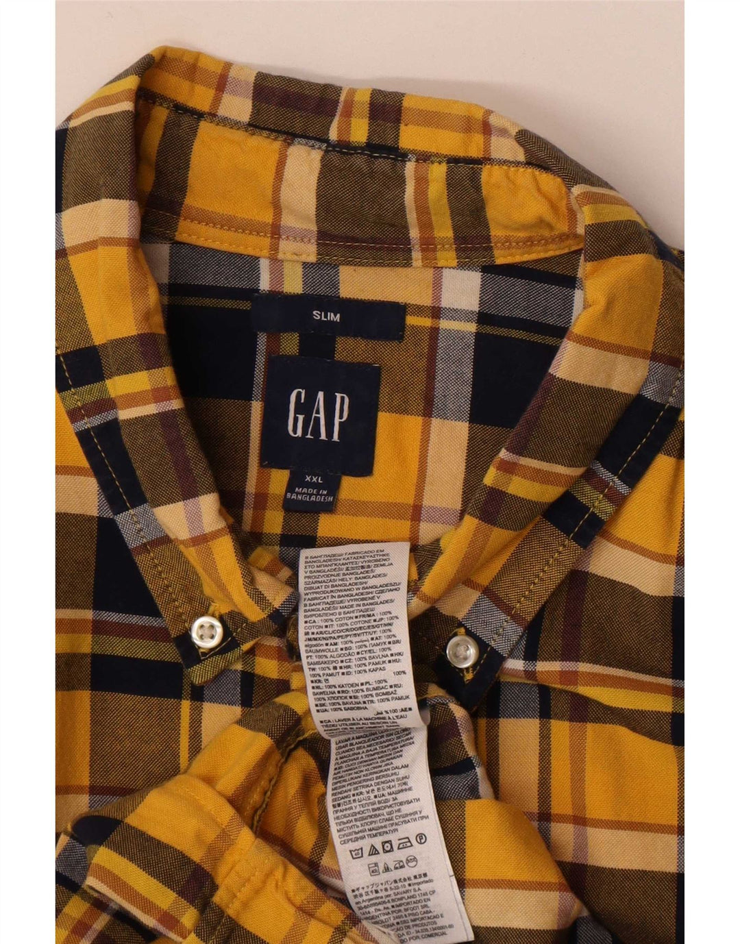 Gap Chemise slim en flanelle pour homme 2XL en coton à carreaux jaune
