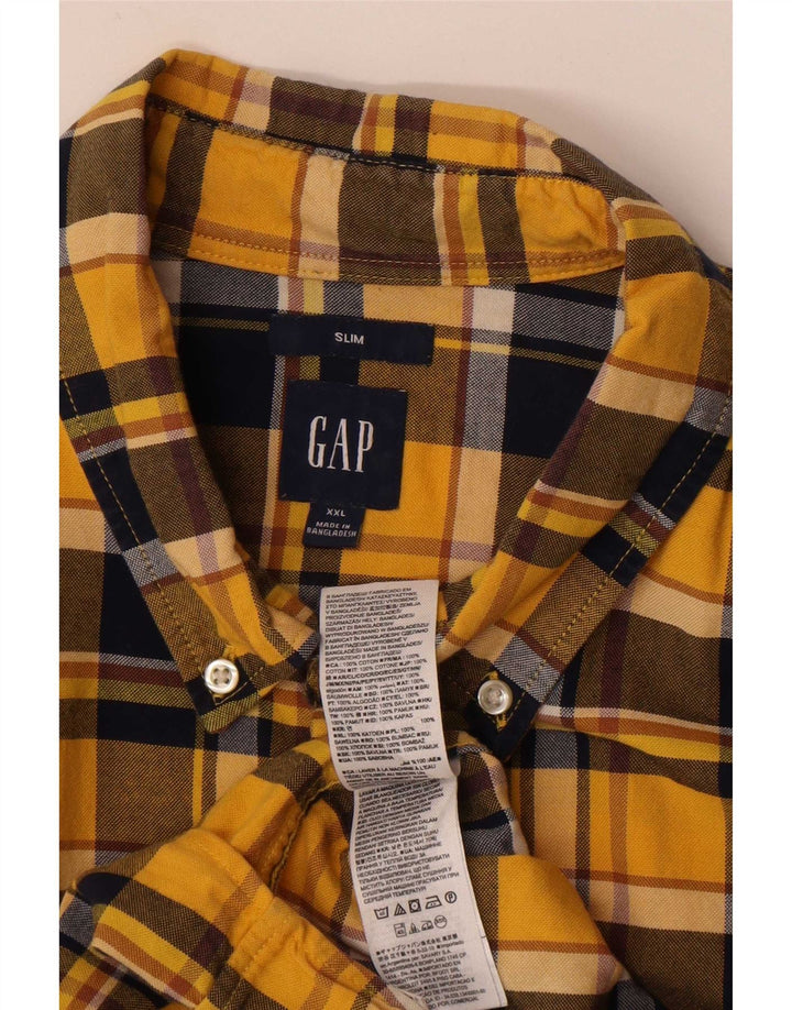 Gap Chemise slim en flanelle pour homme 2XL en coton à carreaux jaune