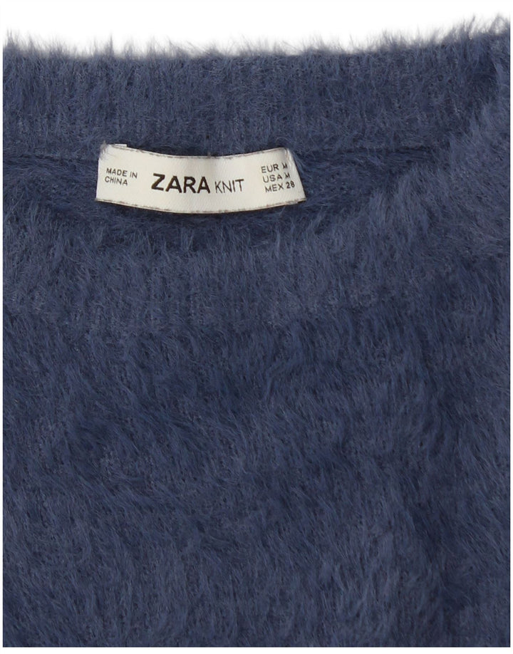 ZARA Pull court à col bateau pour femme UK 12 Bleu marine moyen