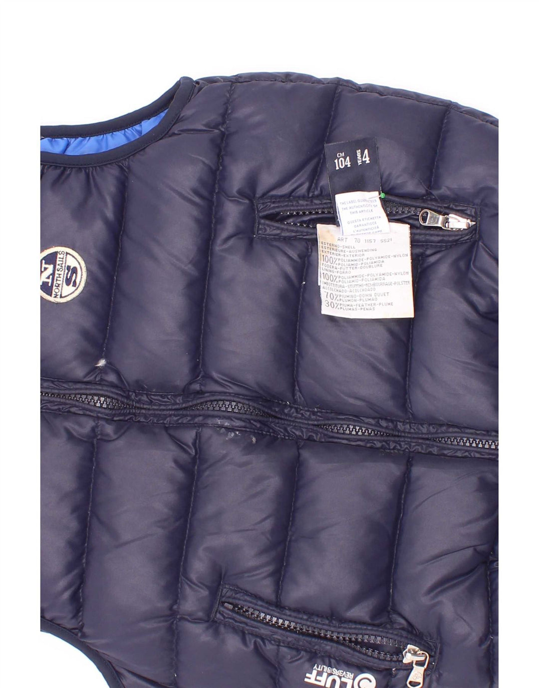 North Sails Gilet matelassé réversible pour garçon 3-4 ans Bleu marine Polyester