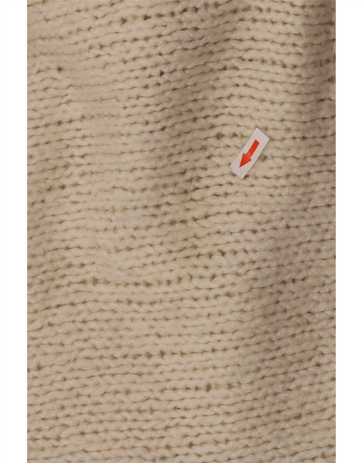 Zara Pull surdimensionné à col rond pour femme UK 10 Small Blanc cassé