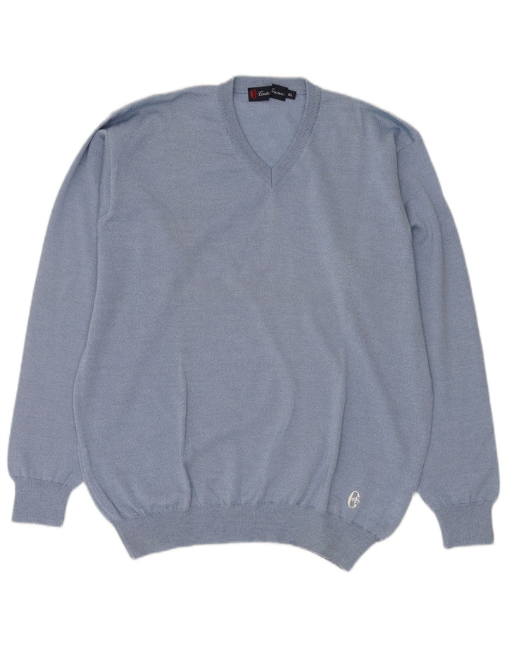 CONTE OF FLORENCE Pull Col V Homme XL Bleu Laine Vierge