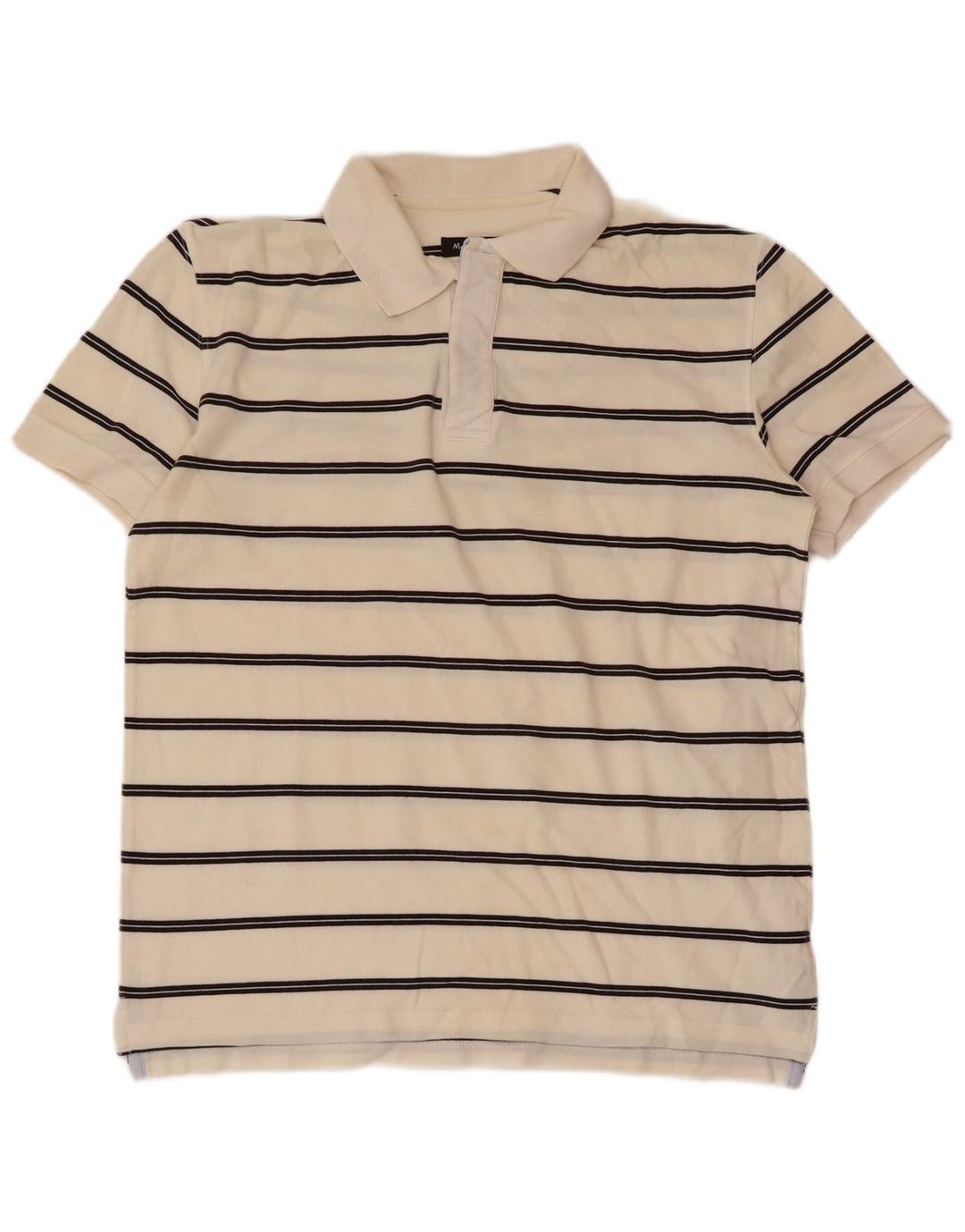 Massimo Dutti Polo Homme Coton Rayé Blanc Cassé Moyen