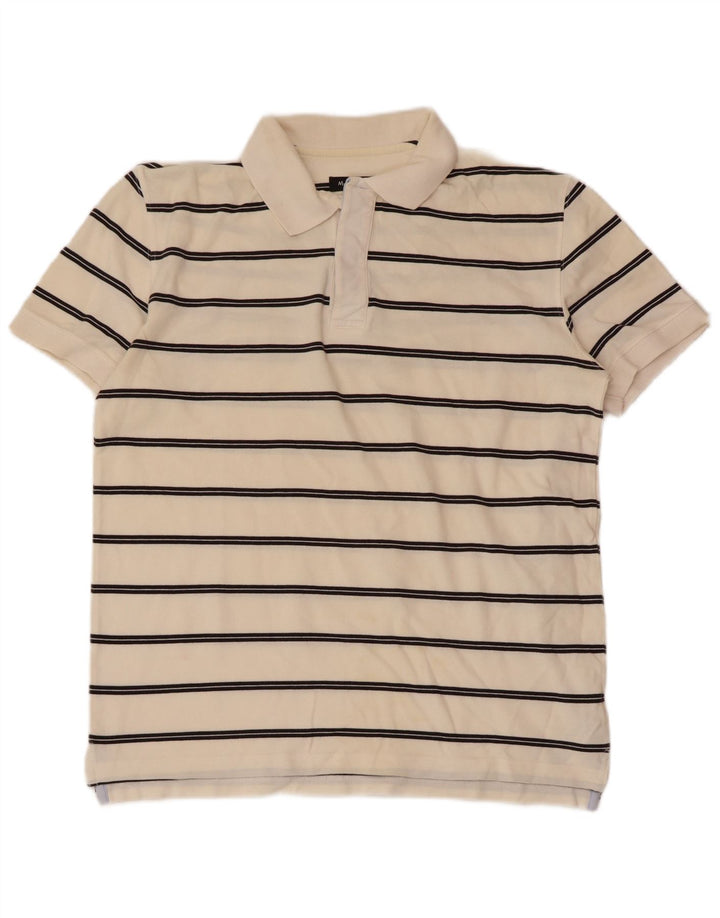 Massimo Dutti Polo Homme Coton Rayé Blanc Cassé Moyen