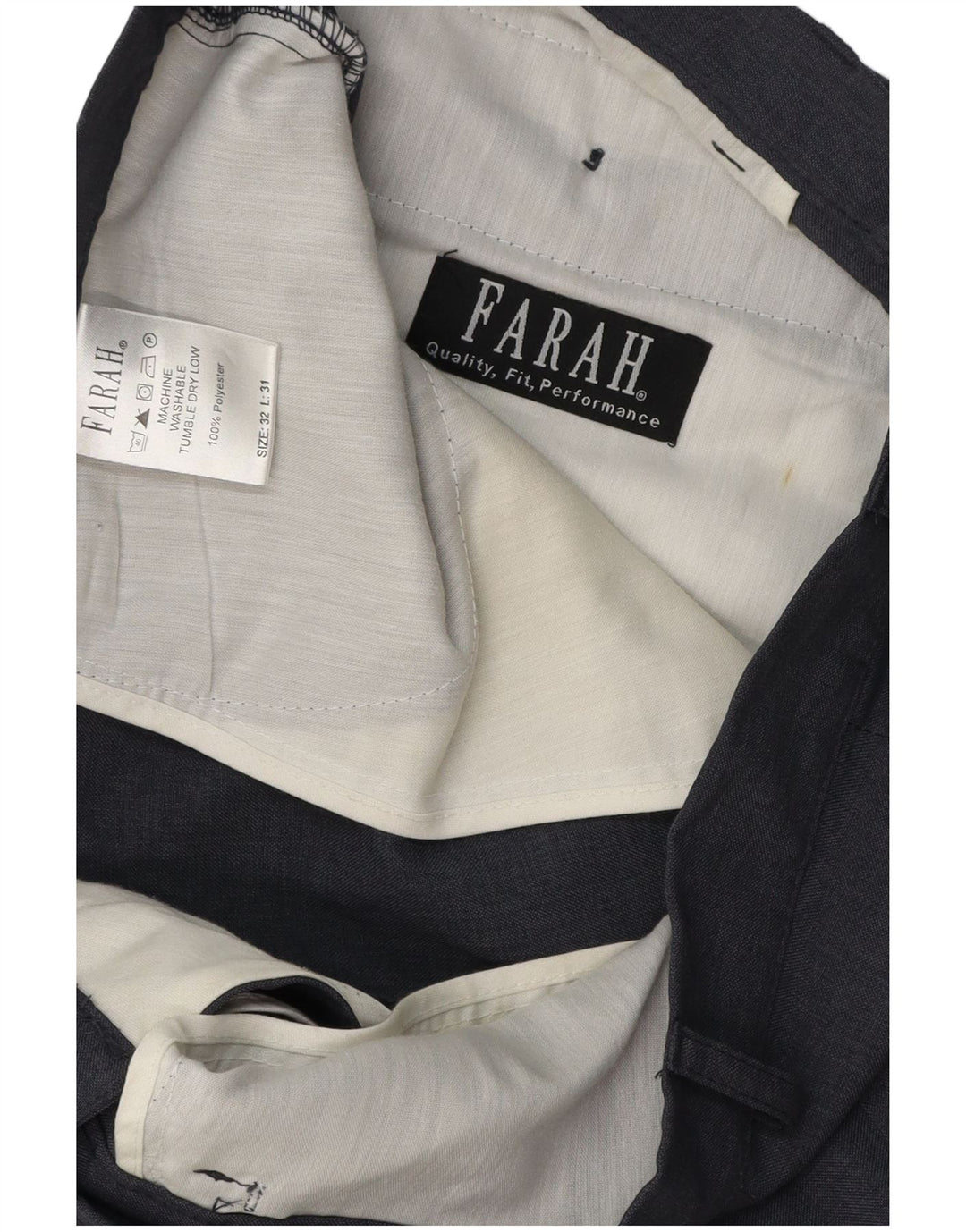 FARAH Pantalon décontracté droit homme W32 L31 Gris Polyester