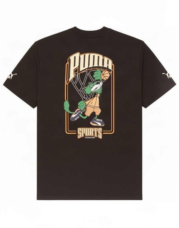 Puma T-shirt graphique pour homme, petit, noir, coton