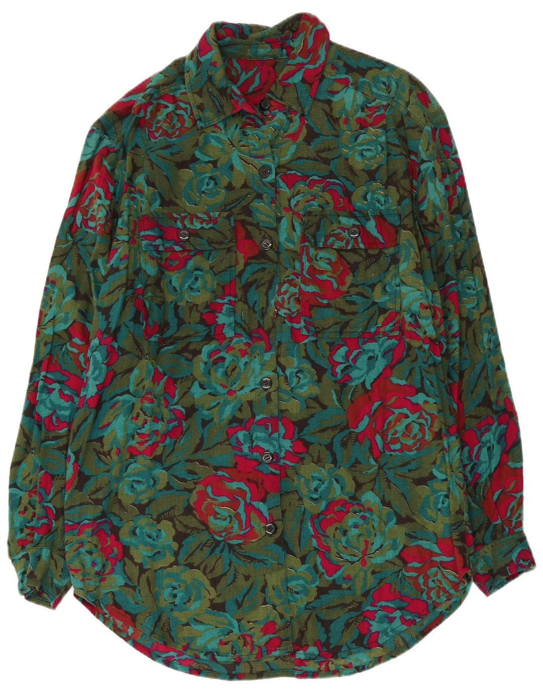 VINTAGE Robe chemise coupe ample pour femme UK 14 Medium Multicolore Floral