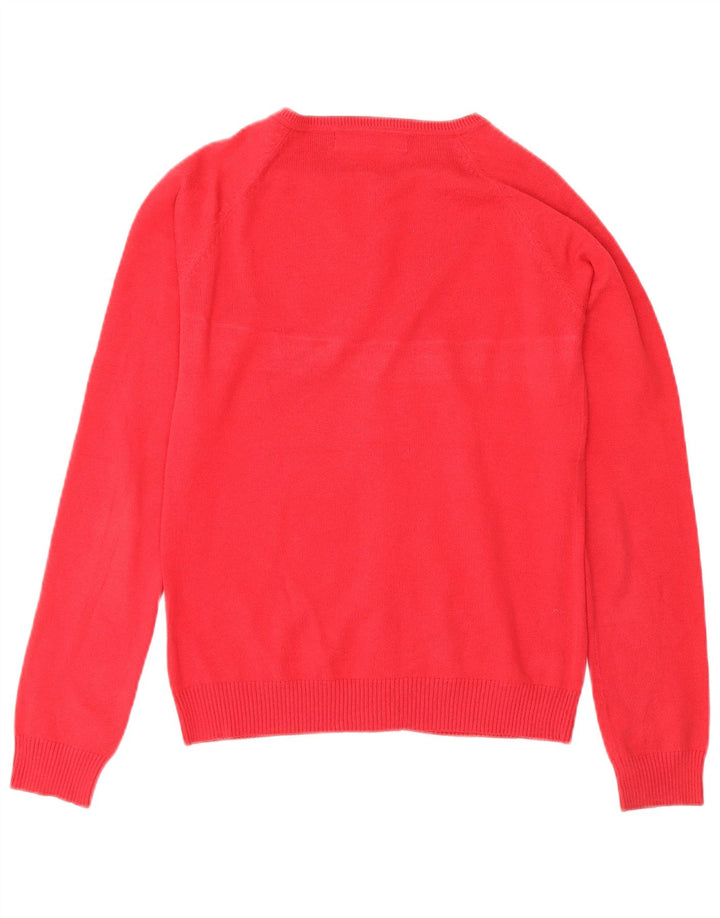 Zara Cardigan Femme Pull UK 12 Coton Rouge Moyen