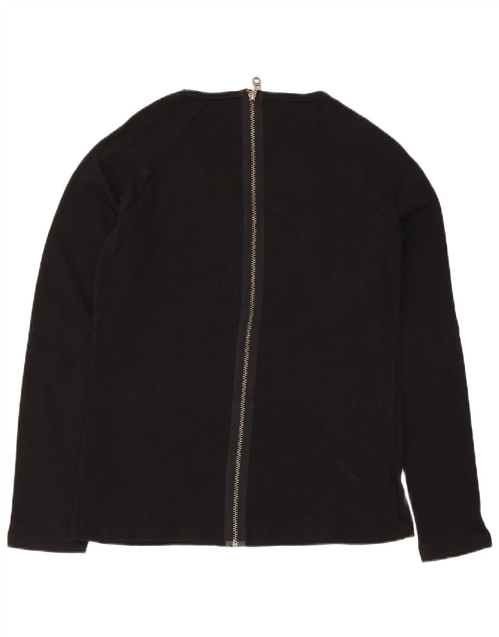 Silvian Heach Haut graphique à manches longues pour femme UK 12 Coton noir moyen