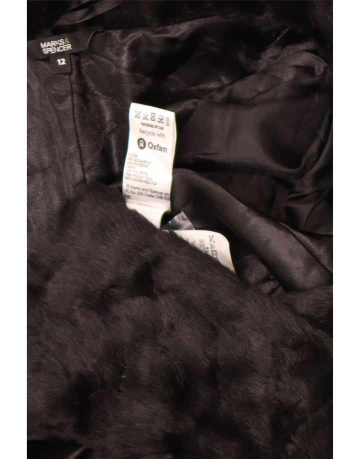 Marks & Spencer Veste en fausse fourrure pour femme UK 12 Modacryl noir moyen