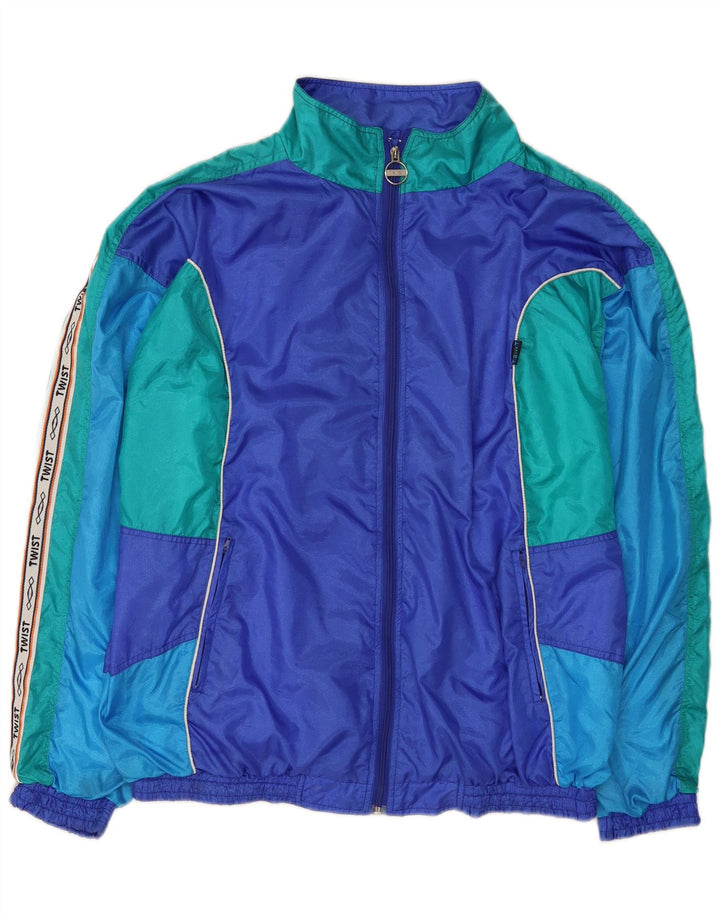 vintage Mens Graphic Full Survêtement Grand Bleu Colorblock Polyamide