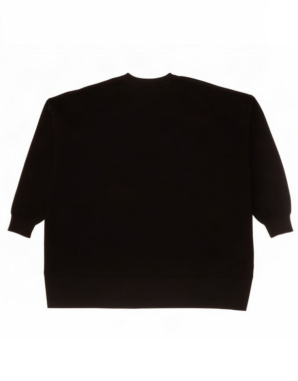 Zara Pull graphique surdimensionné à col rond pour femme UK 10 Petit Noir