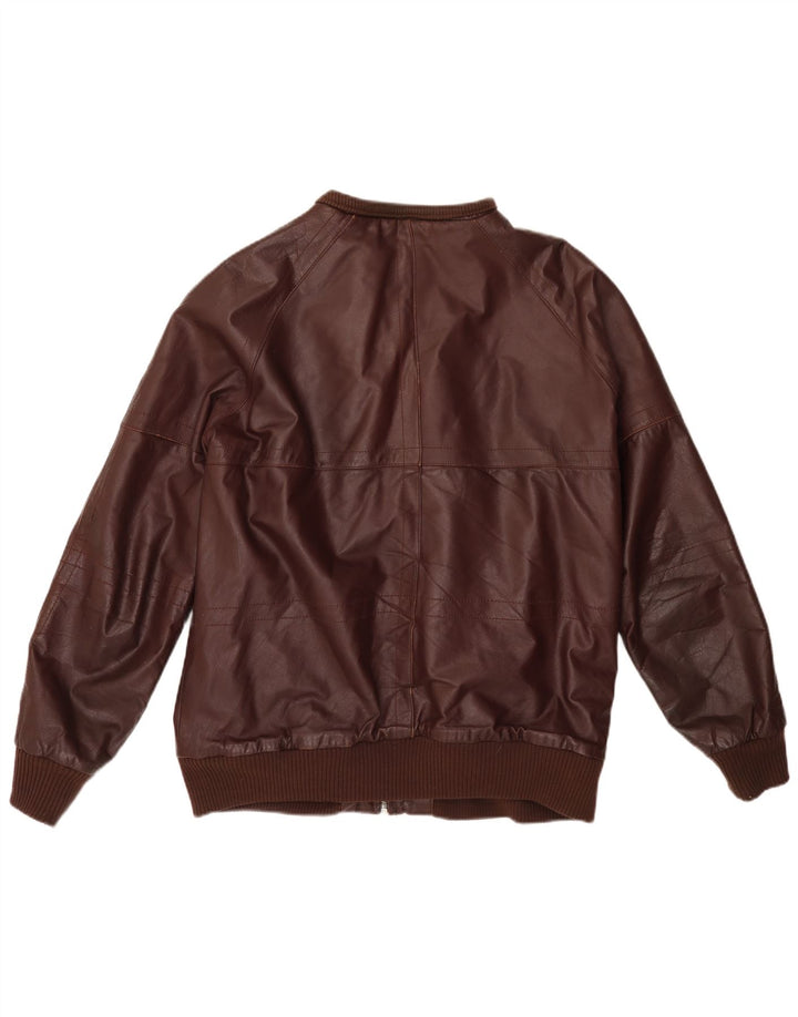 VINTAGE Veste en cuir homme UK 38 Bordeaux moyen