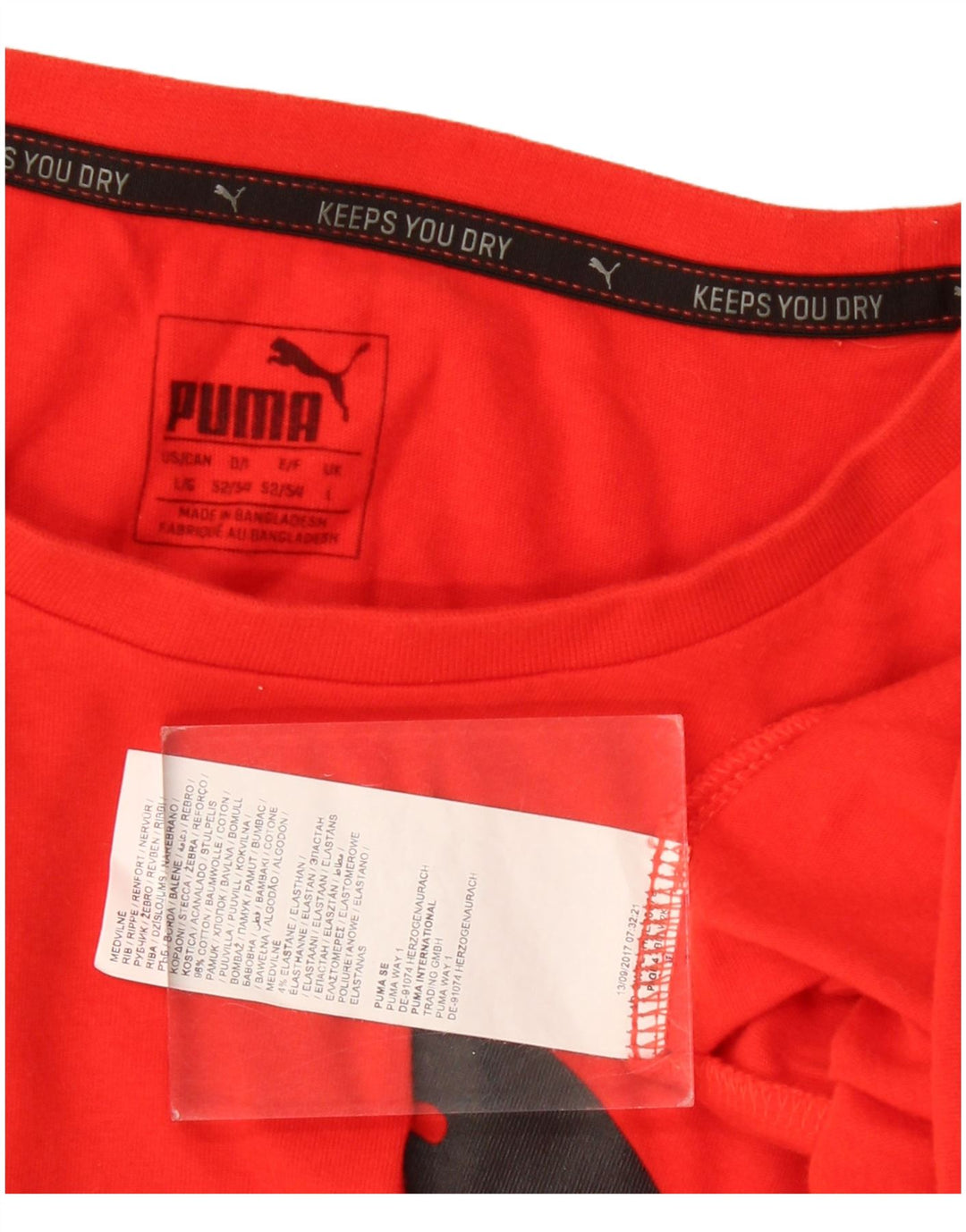 Puma Homme Graphic T-Shirt Top Large Rouge Coton