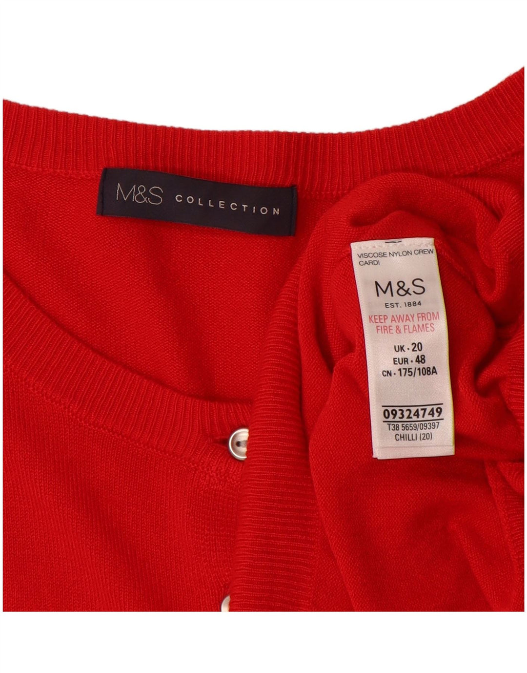 MARKS & SPENCER Pull Cardigan Femme UK 20 2XL Rouge Viscose