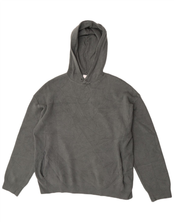 Zara Pull à capuche pour homme Large Gris Viscose