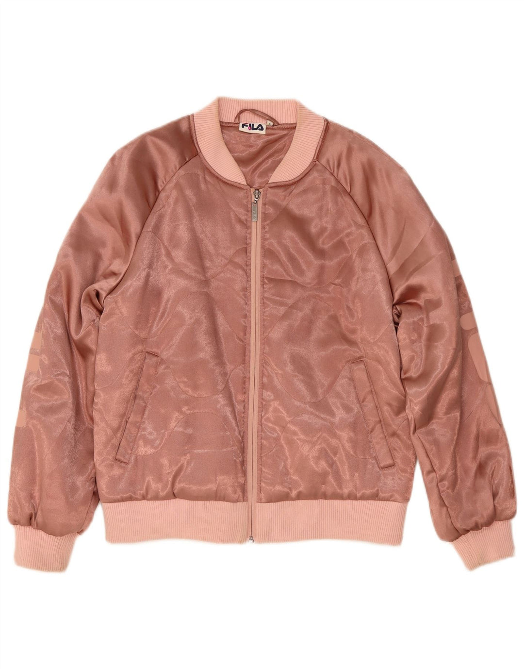 Fila Womens Graphic Oversize Bomber Jacket UK 10 Petit Rose Polyester