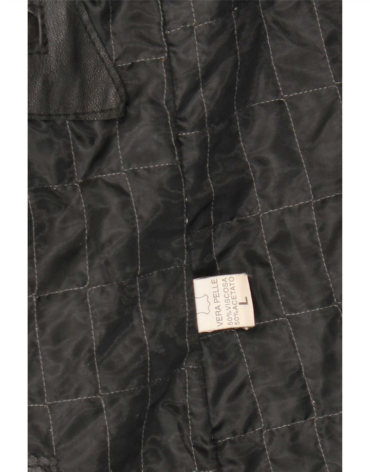 veste en cuir surdimensionnée vintage pour homme UK 40 Grand cuir noir