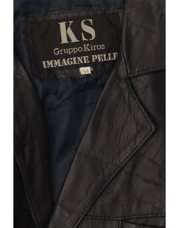 Kiros Veste en cuir pour homme IT 54 2XL Bleu marine
