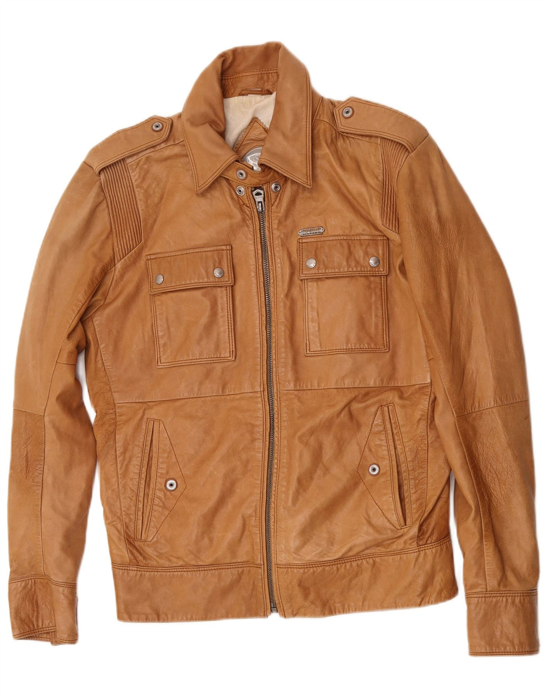 Diesel Veste en cuir pour homme UK 38 Cuir beige moyen