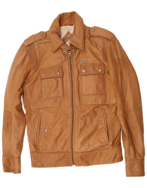 Diesel Veste en cuir pour homme UK 38 Cuir beige moyen