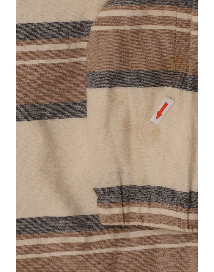 Zara Veste Bomber Homme UK 38 Coton Rayé Beige Moyen