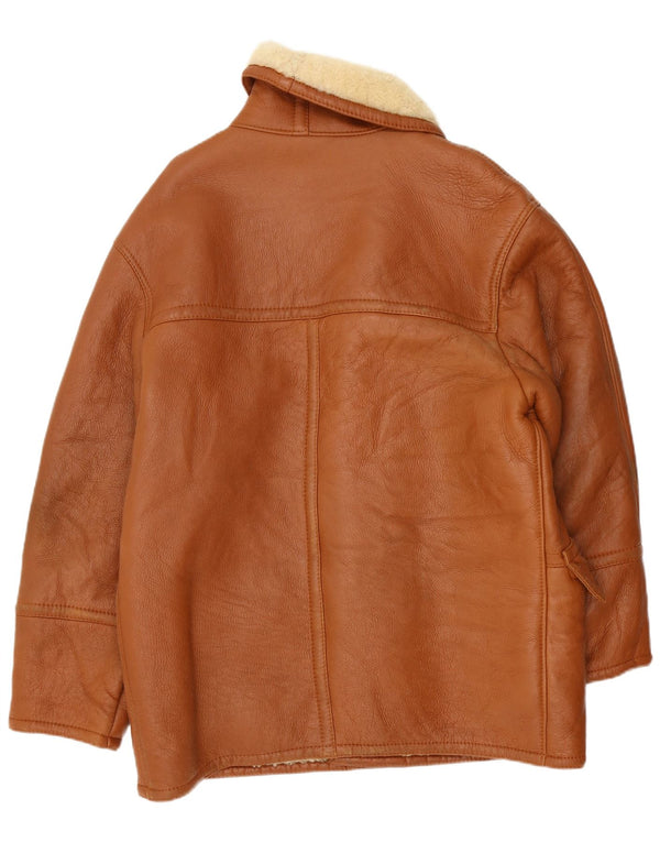 Veste en peau de mouton à double boutonnage vintage pour hommes IT 54 2XL Marron
