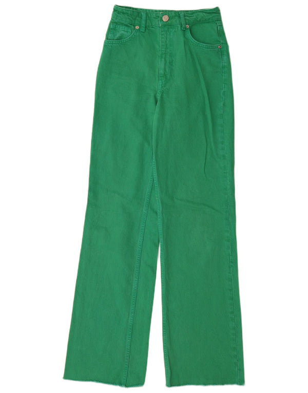 Zara Jean taille haute jambe large pour femme EU 32 2XS W22 L33 Coton vert