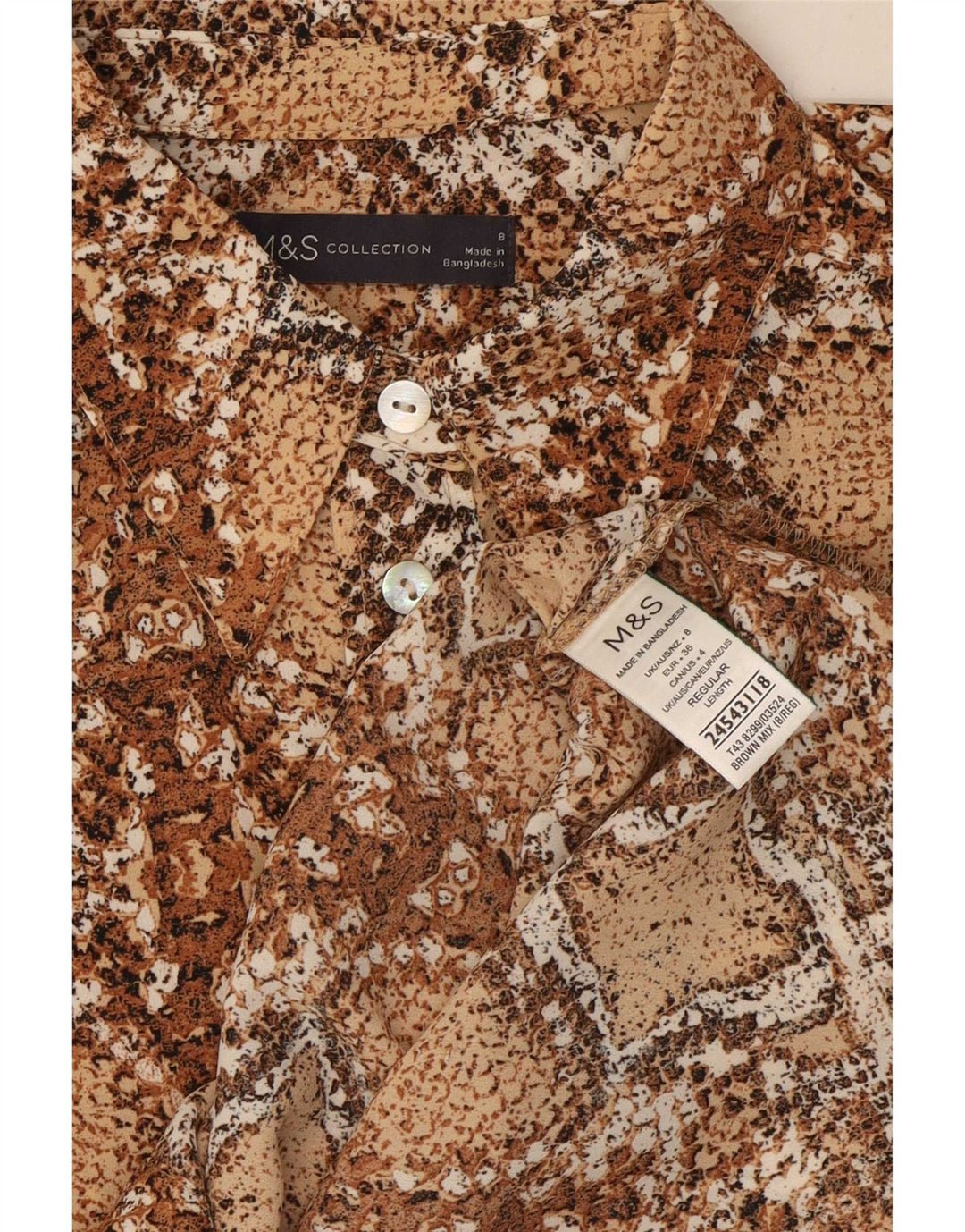 Marks & Spencer Chemisier Femme UK 8 Petit Marron Imprimé Animal Polyester