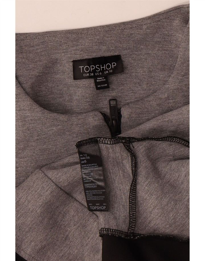 Topshop Veste blazer entièrement zippée pour femme UK 10 Small Gris Colorblock