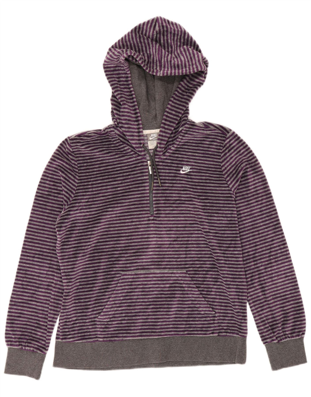NIKE Pull à capuche en velours pour femme avec col zippé UK 20/22 XL Violet rayé