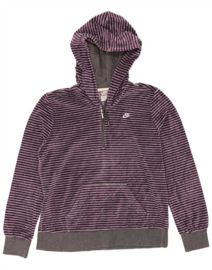 NIKE Pull à capuche en velours pour femme avec col zippé UK 20/22 XL Violet rayé