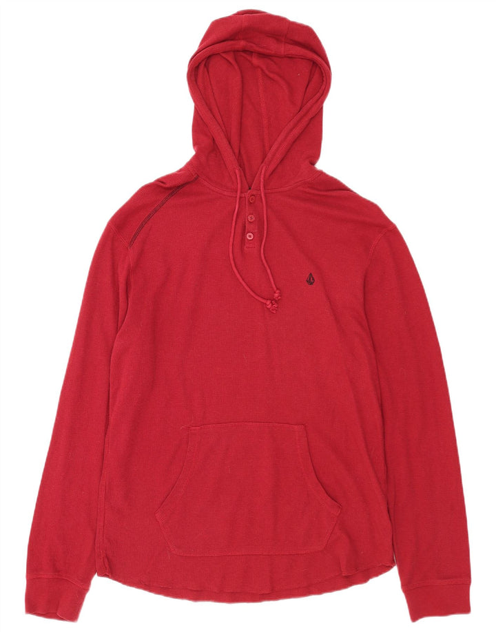Volcom Pull à capuche boutonné pour homme en coton rouge Large