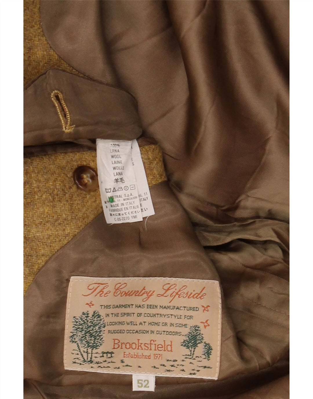 BROOKSFIELD Veste Blazer 3 Boutons Homme IT 52 XL Laine Jaune