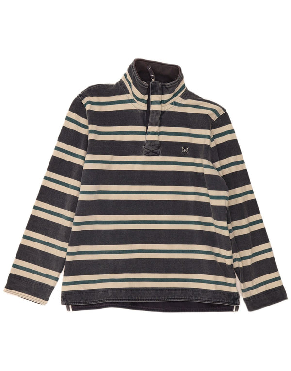 Crew Clothing Sweat-shirt à col zippé pour homme XL en coton rayé bleu marine