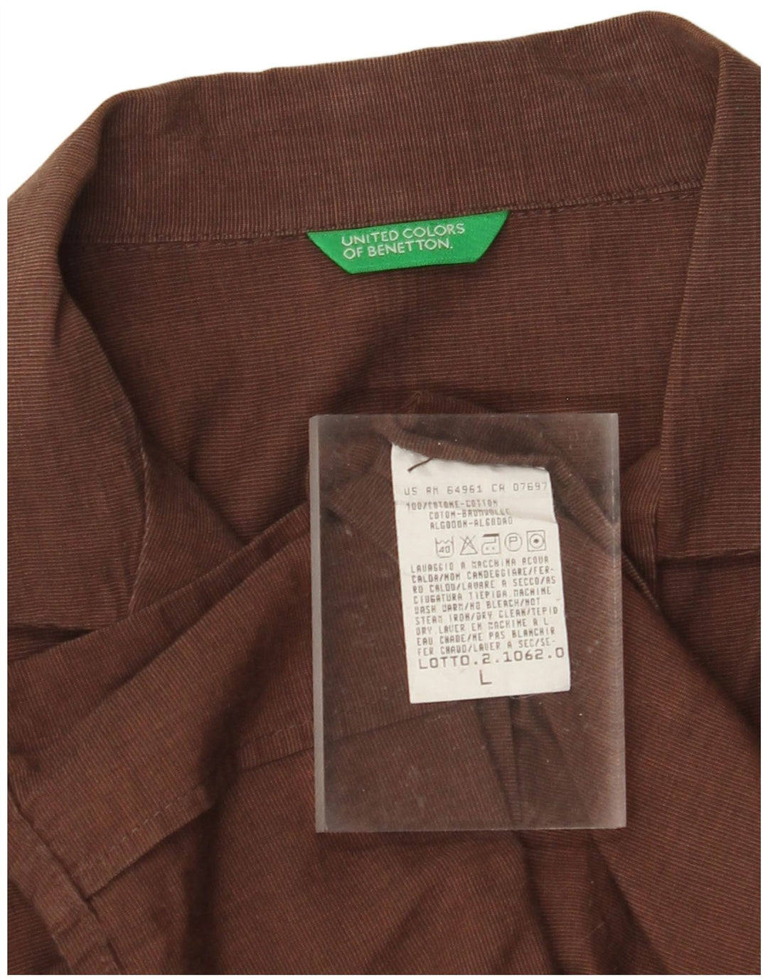 BENETTON Chemise Femme UK 16 Large Marron Coton