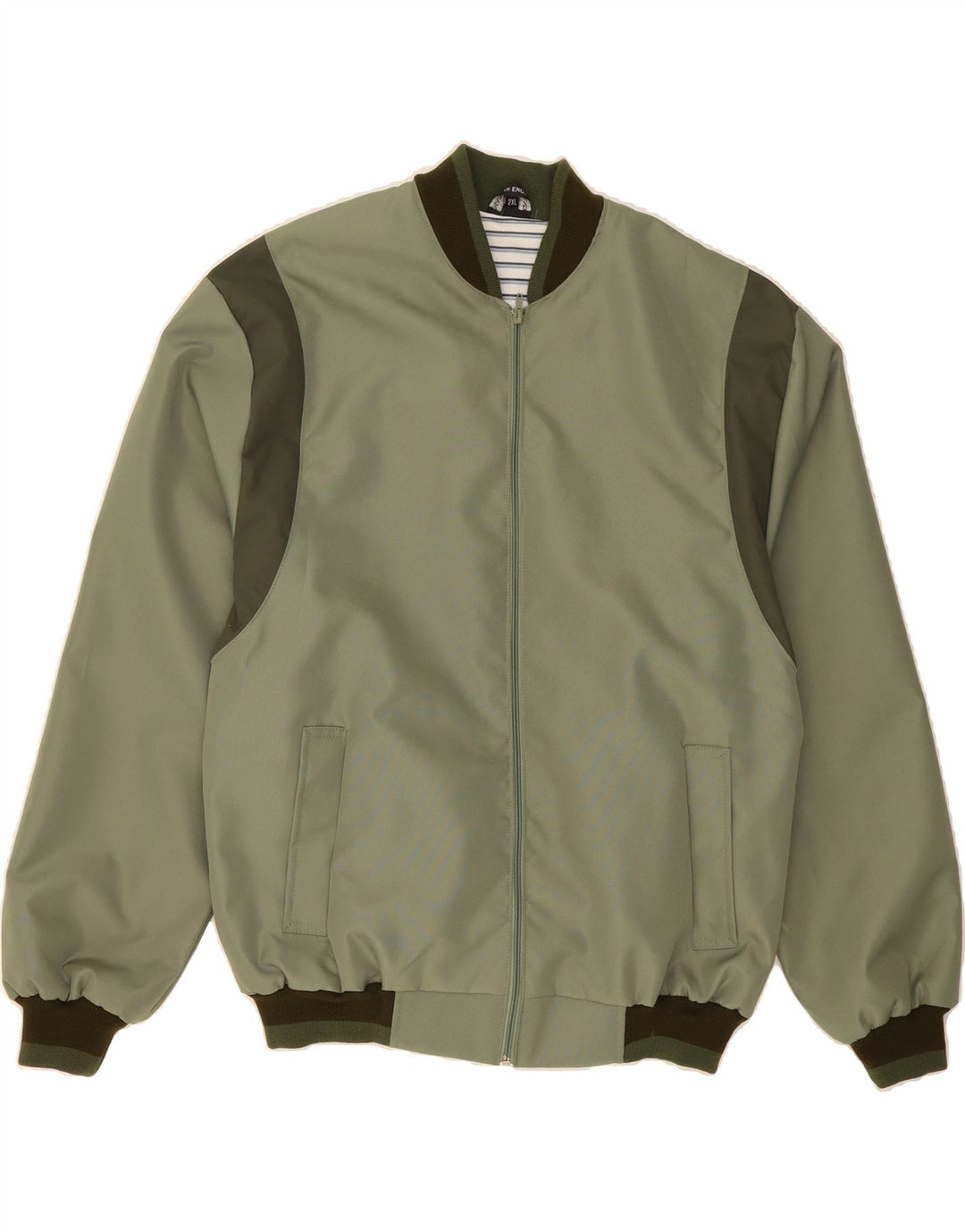 VINTAGE Mens Bomber Jacket UK 44 2XL Green Polyester Vintage Vintage and Second-Hand Vintage from Messina Hembry 