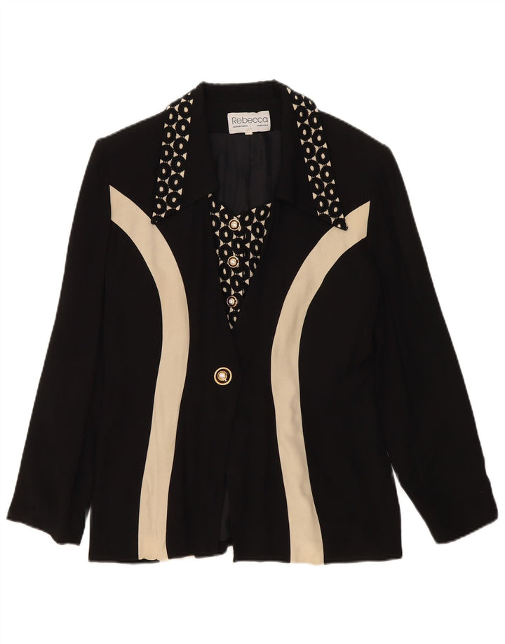 Rebecca Veste Blazer 1 Bouton Femme IT 42 Noir Moyen Colorblock