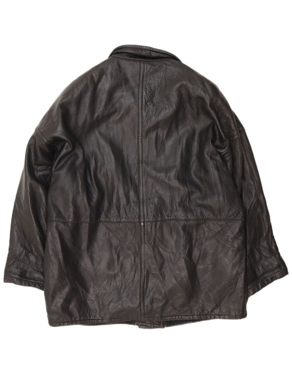 veste en cuir femme vintage UK 18 XL Noir