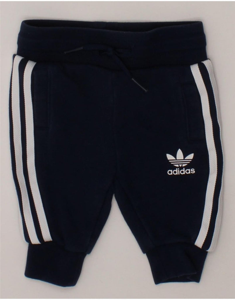 ADIDAS Baby Boys Joggers Tracksuit Trousers 0-3 Months Navy Blue Vintage Adidas and Second-Hand Adidas from Messina Hembry 