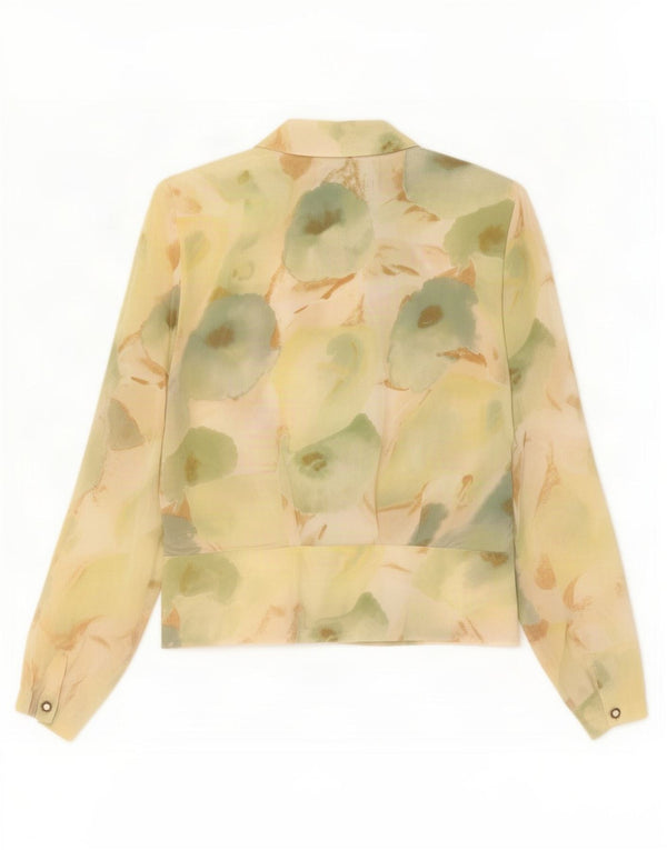 vintage Femmes Motif Abstrait Chemise À Manches Longues Blouse IT 44 Vert Moyen