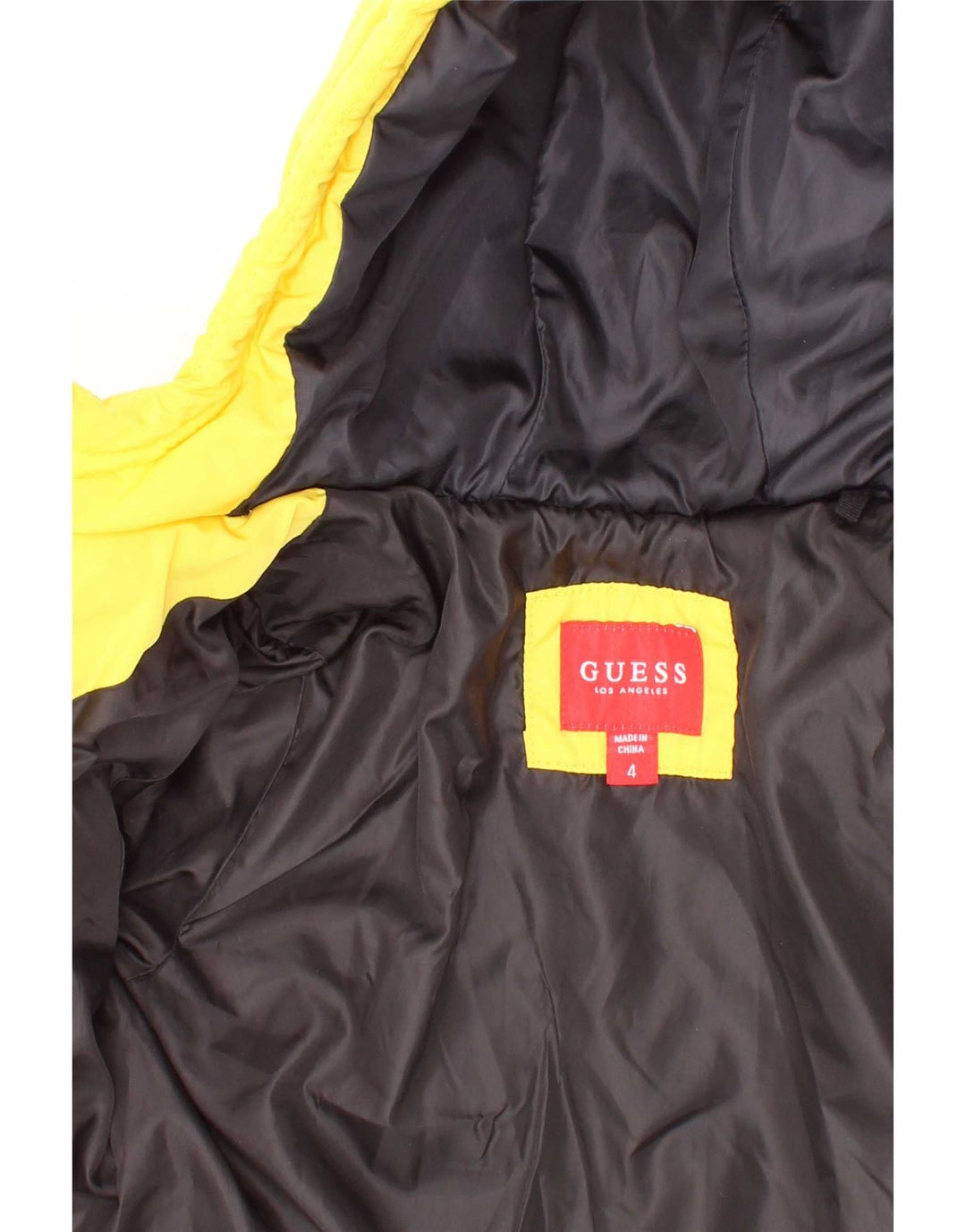 Guess Veste matelassée à capuche graphique pour garçons 3-4 ans jaune polyester