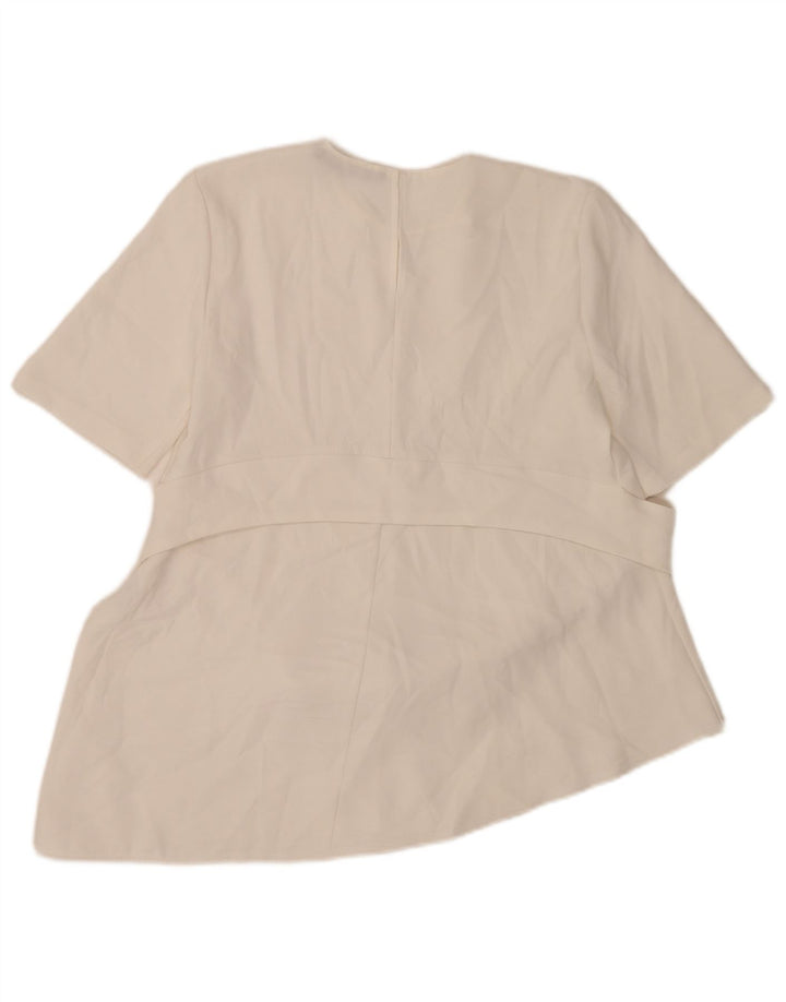 Zara Femme Chemisier Asymétrique Top UK 12 Polyester Blanc Moyen
