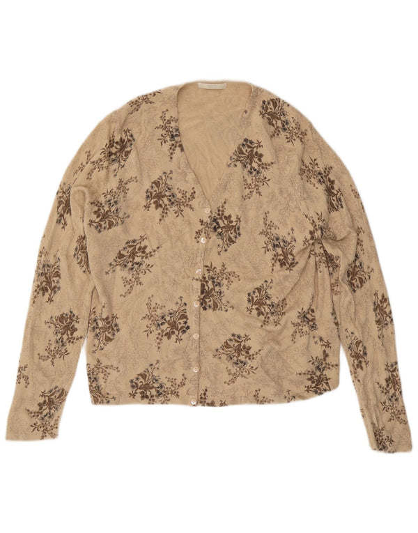 Marks & Spencer Pull Cardigan Femme UK 18 XL Beige Floral Acrylique