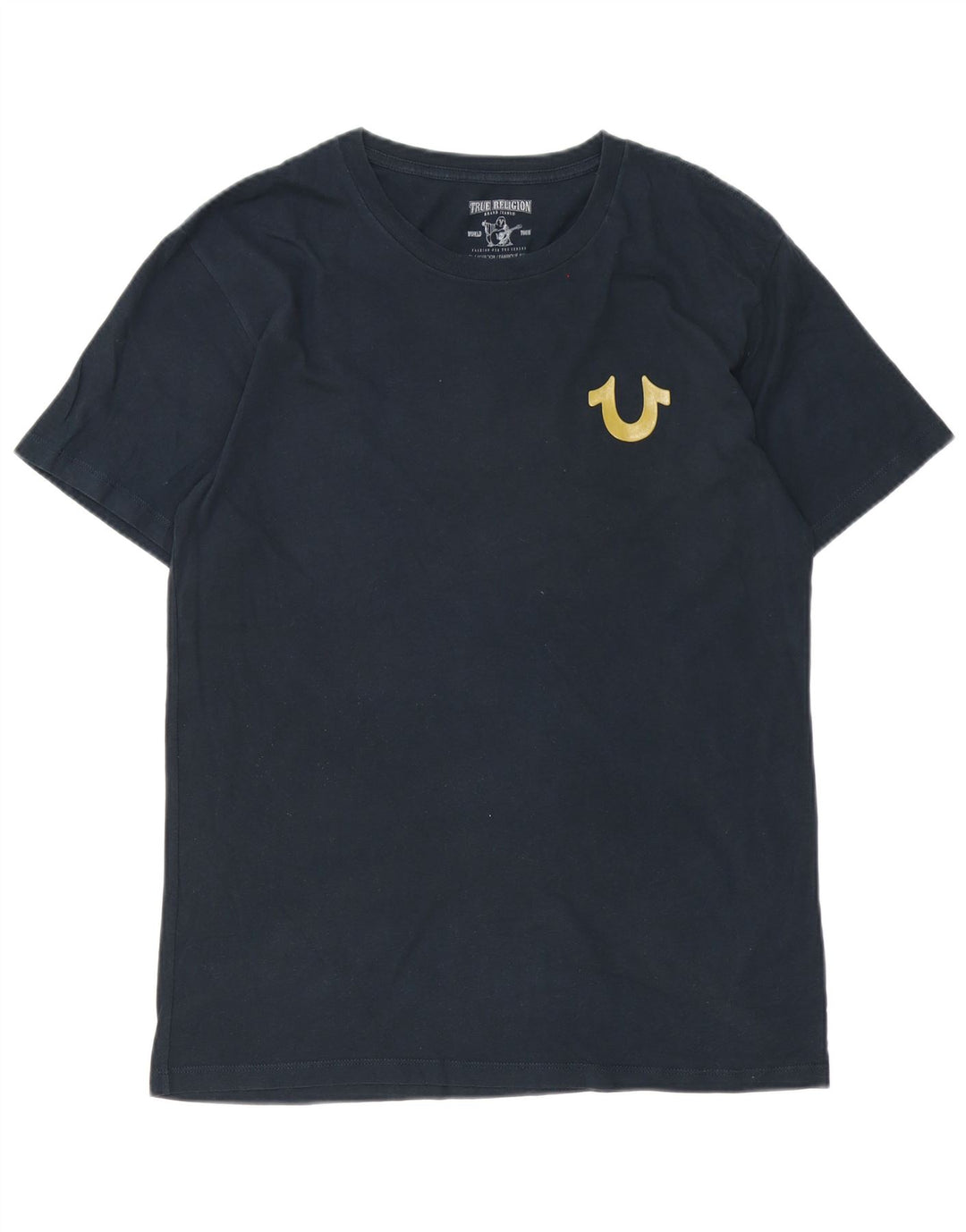 True Religion T-Shirt Graphique Homme Bleu Marine Moyen Coton